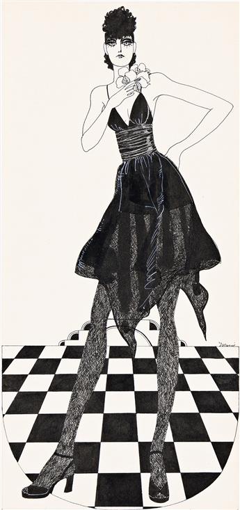 MICHAEL VOLLBRACHT (1947-2018) Two neo-art deco fashion illustrations.